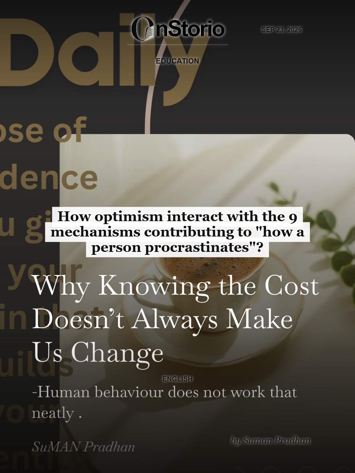 How optimism interact with the 9 mechanisms contributing to “how a person procrastinates”? cover